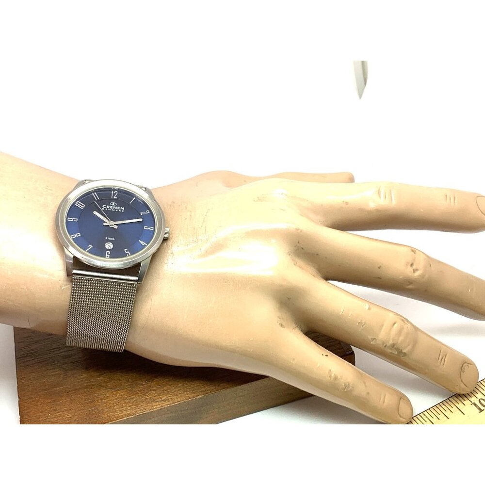 Grenen by Skagen Denmark Mens Watch M-24XLSSN Quartz Blue Dial Silver Steel 38mm - Picture 4 of 14
